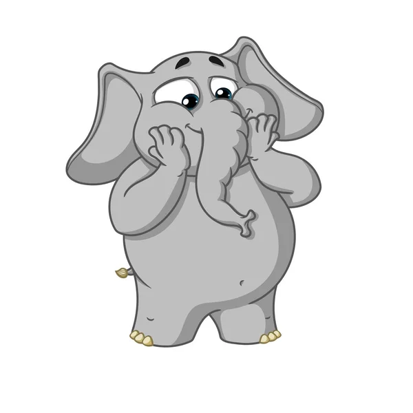 Große Sammlung Vektor-Cartoon-Figuren von Elefanten auf einem isolierten Hintergrund. begeistert überrascht — Stockvektor