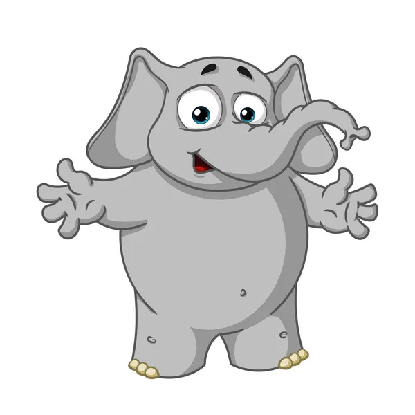 Grandes personajes de dibujos animados vector colección de elefantes sobre un fondo aislado. Bienvenida. Tira las manos — Archivo Imágenes Vectoriales