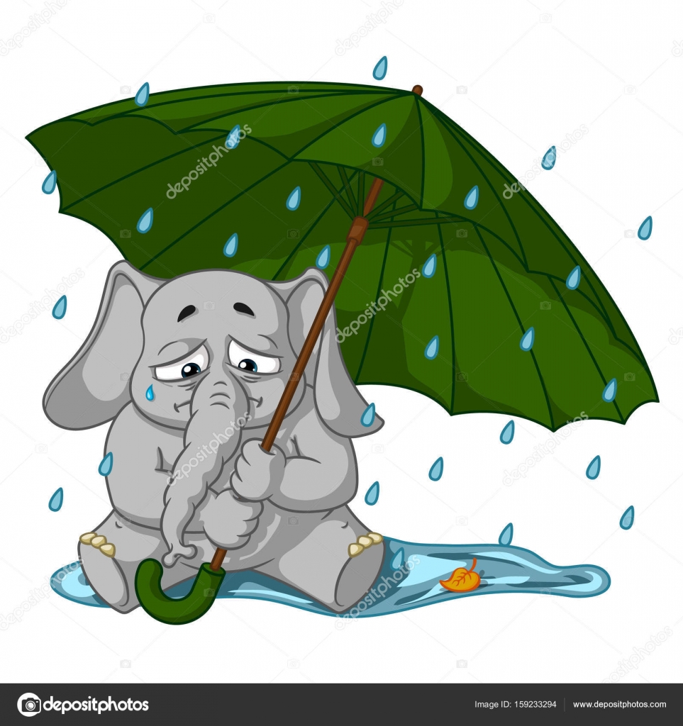 大象。字符。根据伞，秋，雨在哭。孤立大象的大集合。向量卡通. 图库矢量图©MAXBOL 159233294, image size:963x1024