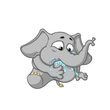 Fil. Karakter. Ayağım ağzımda. İzole filler büyük koleksiyonu. Vektör, çizgi film.