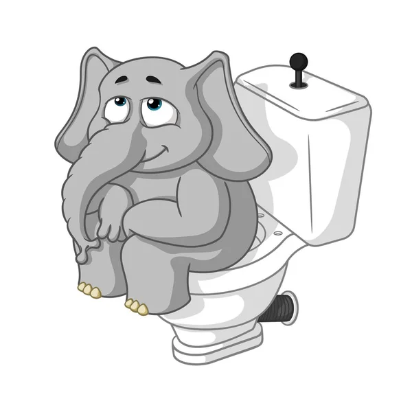 Éléphant. caractère. Assis sur les toilettes. Grande collection d'éléphants isolés. Vecteur, dessin animé . — Image vectorielle