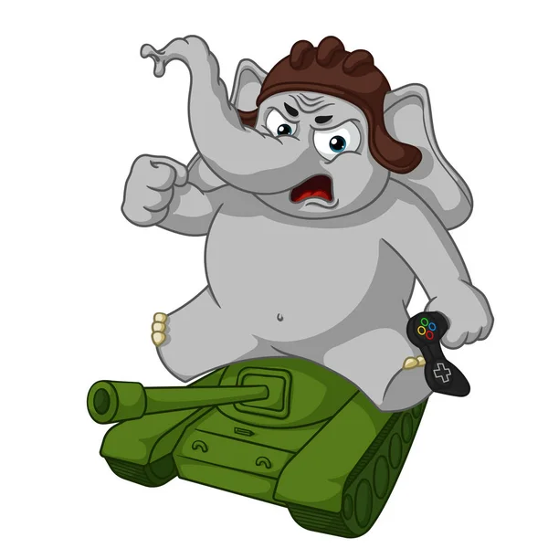 Elefánt. Karakter. Ül egy tank. Nagy gyűjteménye elszigetelt elefántok. Vektor, rajzfilm. — Stock Vector