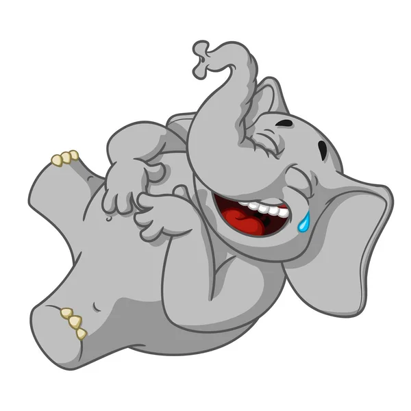 Elefant. Karaktär. Skrattar holding hennes mage. Stor samling av isolerade elefanter. Vektor, tecknad. — Stock vektor