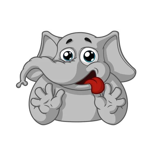 Fil. Karakter. İstiyor-istiyor. Güçlü bir istek. İzole filler büyük koleksiyonu. Vektör, çizgi film.