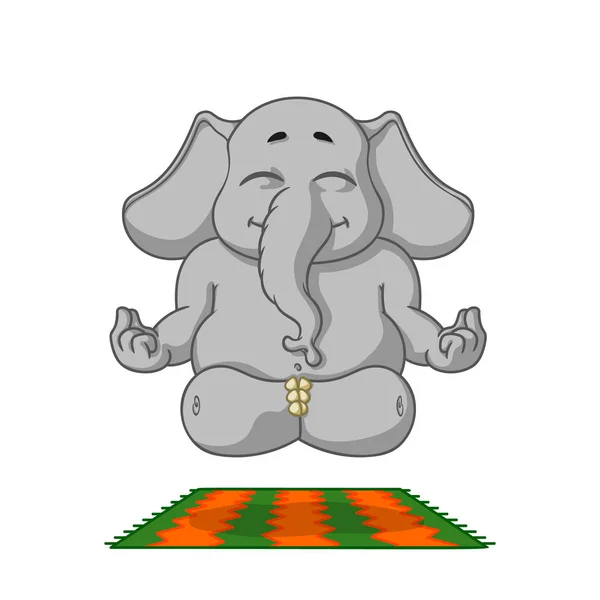 Elefant. Karaktär. Gör yoga. Stor samling av isolerade elefanter. Vektor, tecknad. — Stock vektor