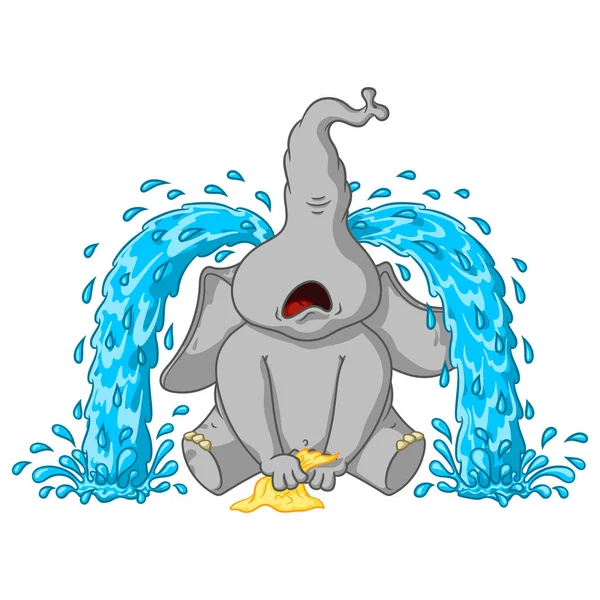 Fil. Karakter. Hıçkırıklar, büyük gözyaşları. İzole filler büyük koleksiyonu. Vektör, çizgi film.