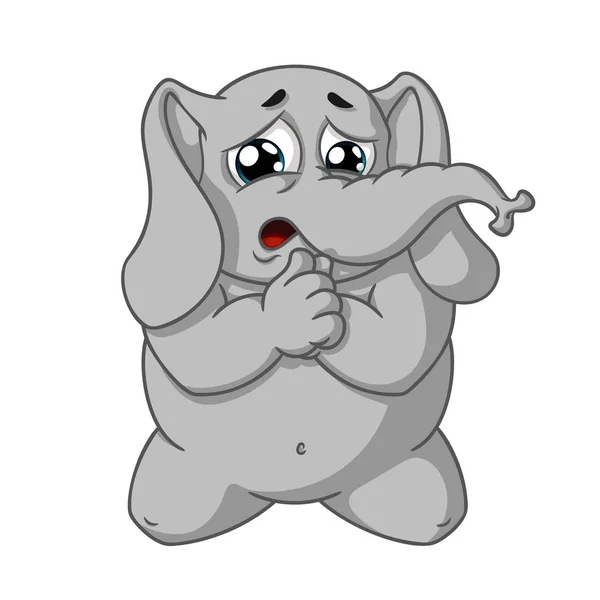 Elefante. Carácter. Se arrodilla para pedir perdón. Gran colección de elefantes aislados. Vector, dibujos animados . — Vector de stock
