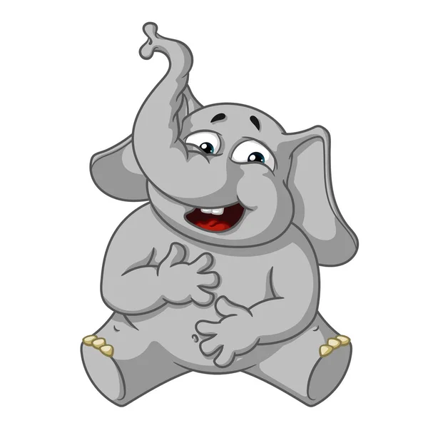 Elefant. Karaktär. Skrattar holding hennes mage. Stor samling av isolerade elefanter. Vektor, tecknad. — Stock vektor