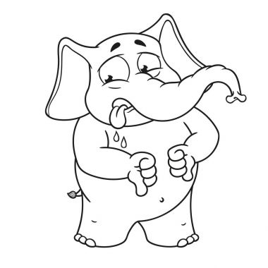 Büyük koleksiyon vektör çizgi film karakterleri izole bir arka plan üzerinde fil. Bir antipati gösterir