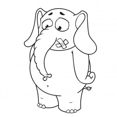 Büyük koleksiyon vektör çizgi film karakterleri izole bir arka plan üzerinde fil. Standları ile mühürlü ağız