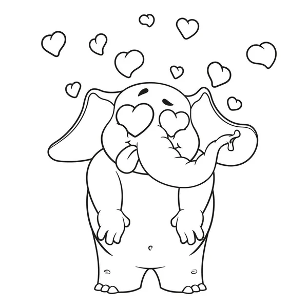 Fil. Karakter. Çok aşık. Âşık. Birçok kalp. İzole filler büyük koleksiyonu. Vektör, çizgi film