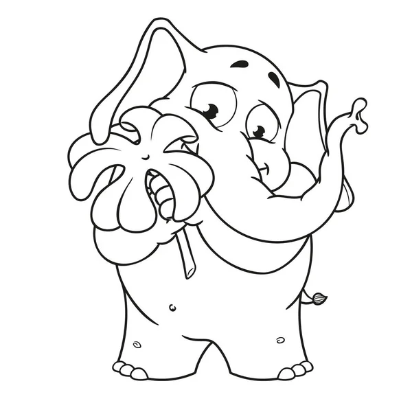 Grande collection de personnages vectoriels de dessins animés d'éléphants sur un fond isolé. Tient trèfle pour la bonne chance — Image vectorielle
