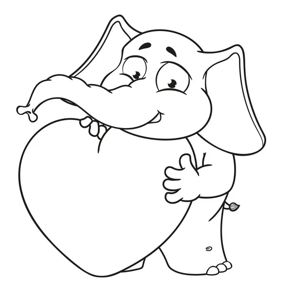 Büyük koleksiyon vektör çizgi film karakterleri izole bir arka plan üzerinde fil. Aşık olmuş, büyük bir kalbi var.