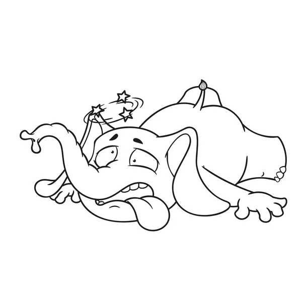 Elephant. Character. Fall. To stumble. Big collection of isolated elephants. Vector, cartoon. — Stock Vector