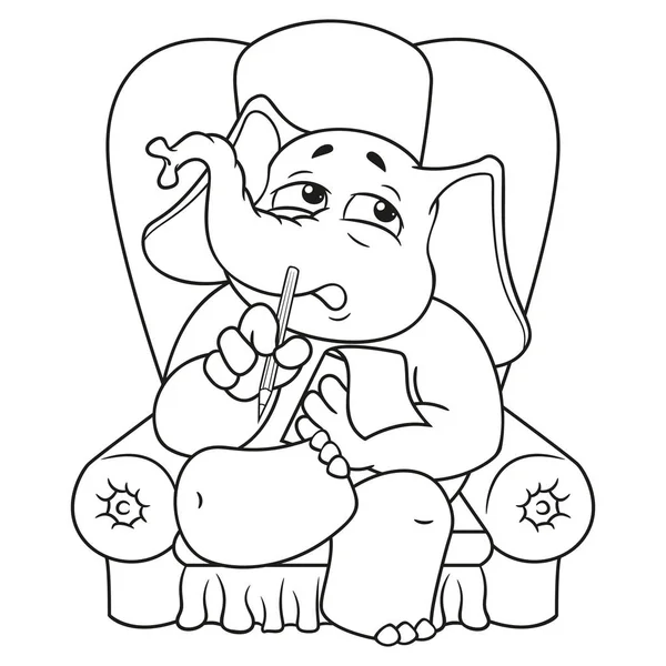 Fil. Karakter. Psikolog dinlerken bir sandalyede oturuyor. İzole filler büyük koleksiyonu. Vektör, çizgi film.