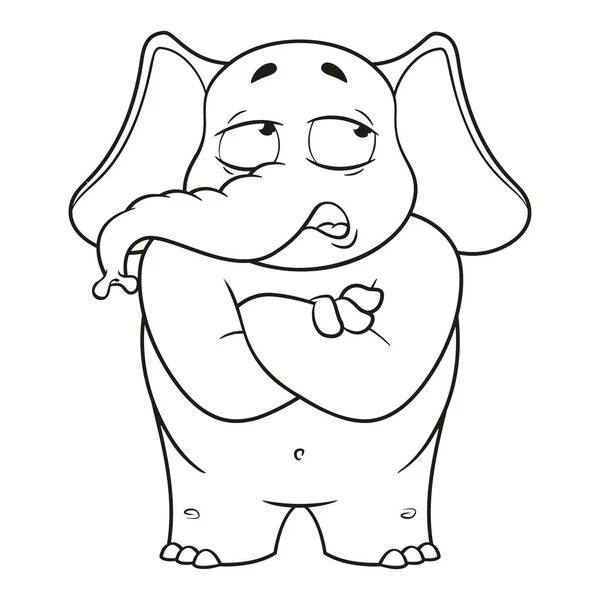 Fil. Karakter. O şüphe ediyor. Emin değilim. Kalenin elinde. İzole filler büyük koleksiyonu. Vektör, çizgi film