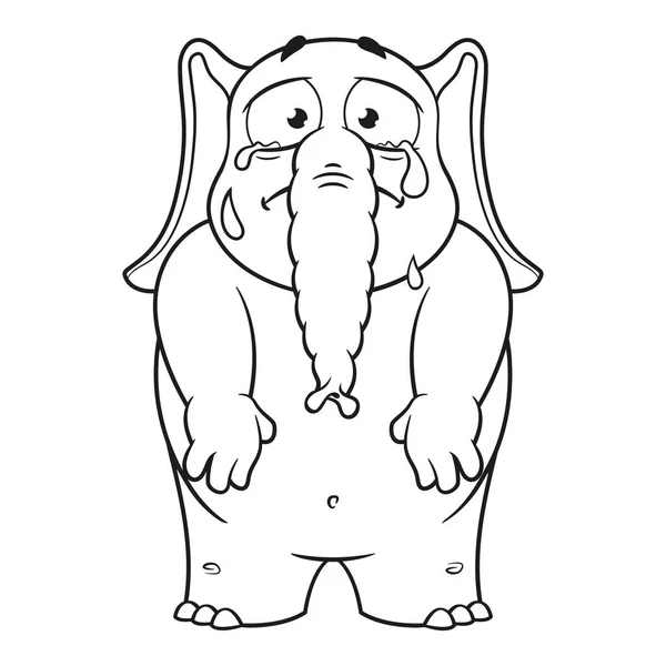 Fil. Karakter. Çığlıkları, gözyaşları, atma ellerini düşürür. İzole filler büyük koleksiyonu. Vektör, çizgi film