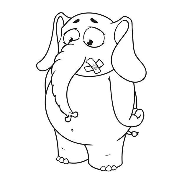 Grande collezione vettoriale personaggi dei cartoni animati di elefanti su uno sfondo isolato. Cavalletti con bocca sigillata — Vettoriale Stock