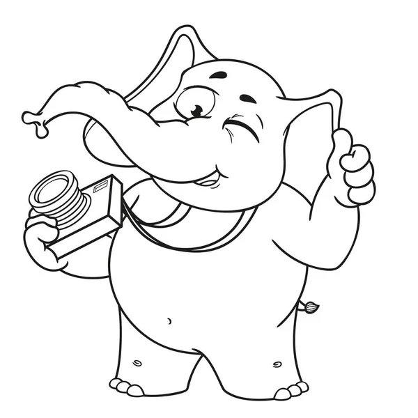 Büyük koleksiyon vektör çizgi film karakterleri izole bir arka plan üzerinde fil. Fotoğrafçı winks