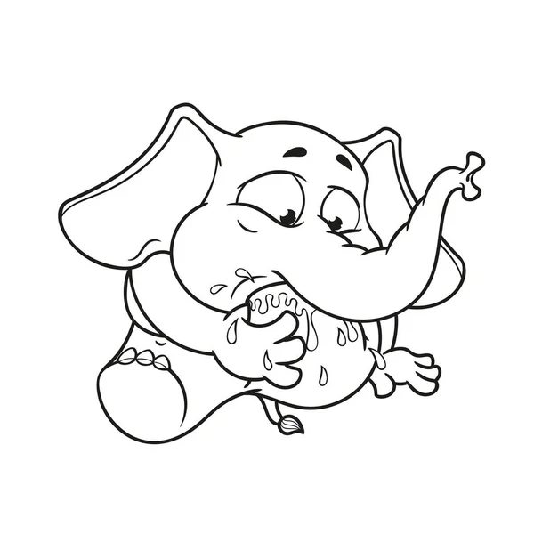 Éléphant. caractère. Mon pied dans la bouche. Grande collection d'éléphants isolés. Vecteur, dessin animé . — Image vectorielle