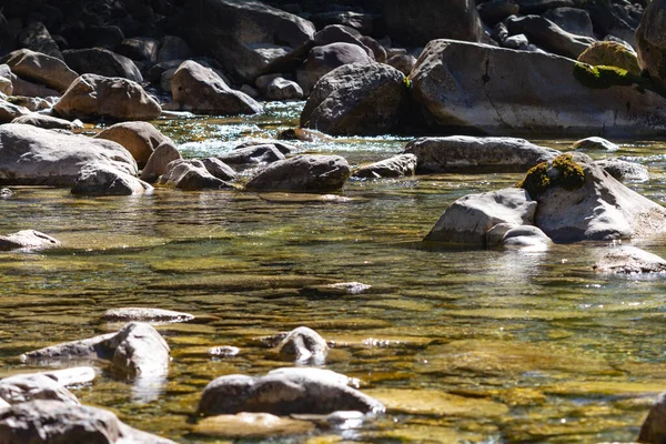 Rio Montanha Com Pedregulhos Água Limpa — Fotografia de Stock