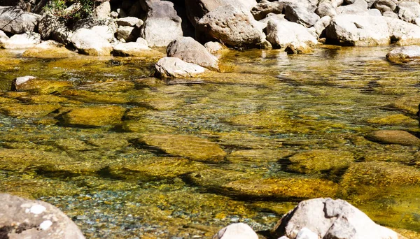 Rio Montanha Com Pedregulhos Água Limpa — Fotografia de Stock