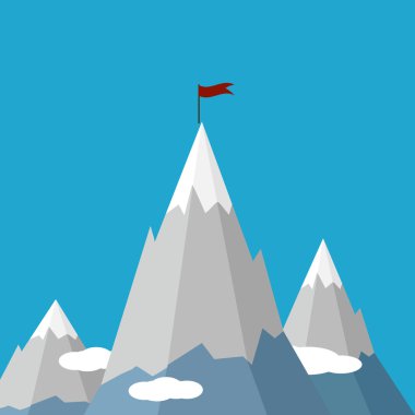 Vektör grafikleri, düz stil. İş kavramı. Dağlar