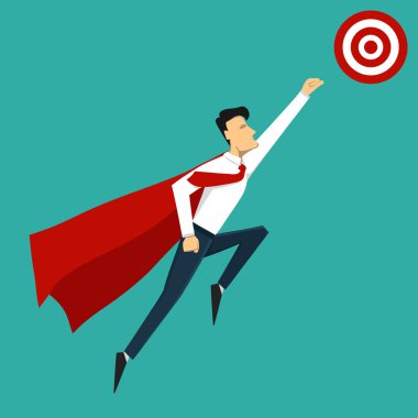 Vektör konsept illüstrasyon. Süper lideri ve Süpermen çizimi