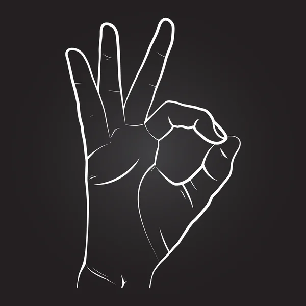 Tangan manusia, OK penglihatan, jari menunjukkan simbol negara besar. Vektor - Stok Vektor