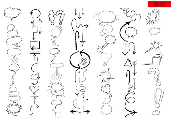 孤立的矢量手绘制的箭头和漫画空白 — 图库矢量图片