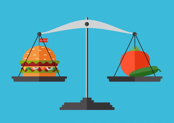 Koncepce hubnutí, zdravý životní styl, strava, správná výživa — Stockový vektor