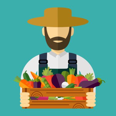 Çiftçi şapka, sebze aldım. Vektör çizim, simgesi