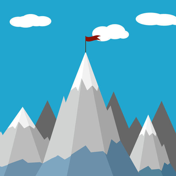 Vector graphics, flat style. Business concept. Mountains 