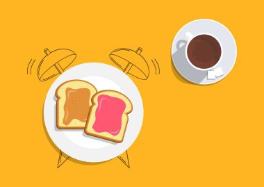 Vektör. Günaydın kavramı masaya Servis Kahvaltı. 