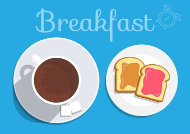 Vektör. Günaydın kavramı masaya Servis Kahvaltı. 