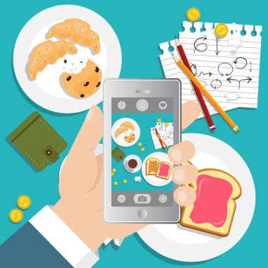 Vektör düz tasarımı. İşlem ve iş yeri kavramı.