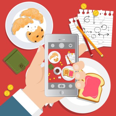 Vektör düz tasarımı. İşlem ve iş yeri kavramı.