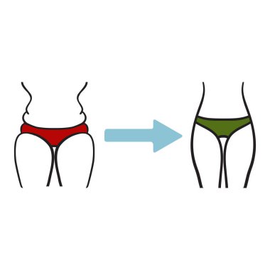 Elle çizilmiş vektör. Kavram zayıflama sembolü kilo kaybı