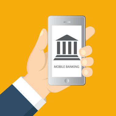 Mobil bankacılık ve online ödeme için kavram. Vektör