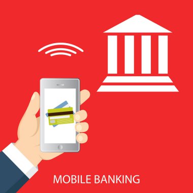 Mobil bankacılık ve online ödeme için kavram. Vektör