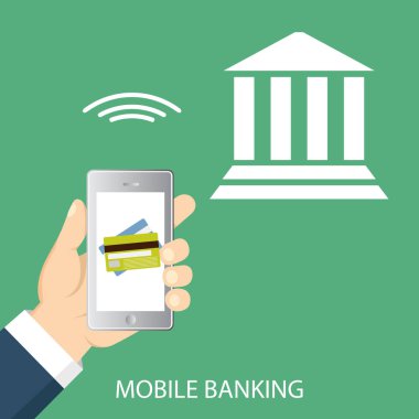 Mobil bankacılık ve online ödeme için kavram. Vektör