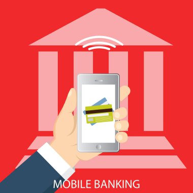 Mobil bankacılık ve online ödeme için kavram. Vektör