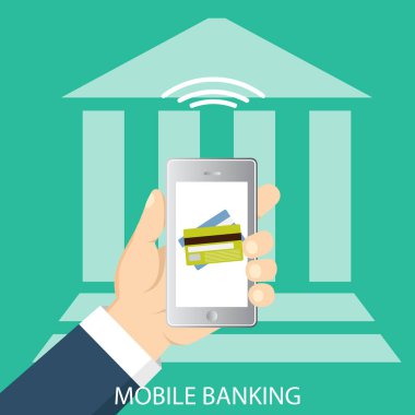 Mobil bankacılık ve online ödeme için kavram. Vektör
