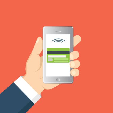 Mobil bankacılık ve online ödeme için kavram. Vektör