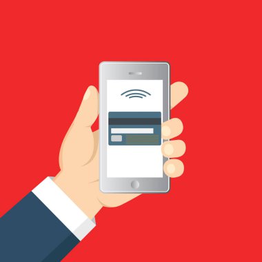 Mobil bankacılık ve online ödeme için kavram. Vektör