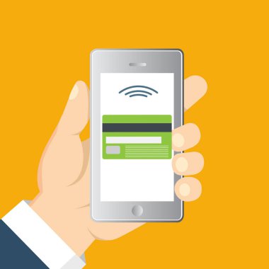 Mobil bankacılık ve online ödeme için kavram. Vektör