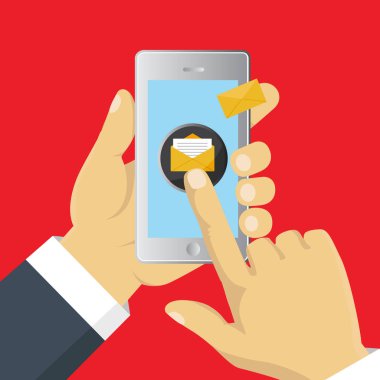 Mobil messenger sohbet, el ile bir mesaj gönderme smartphone. 