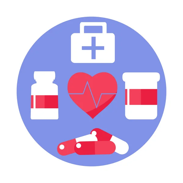 Set van plat ontwerp concept iconen voor geneeskunde. Vector — Stockvector