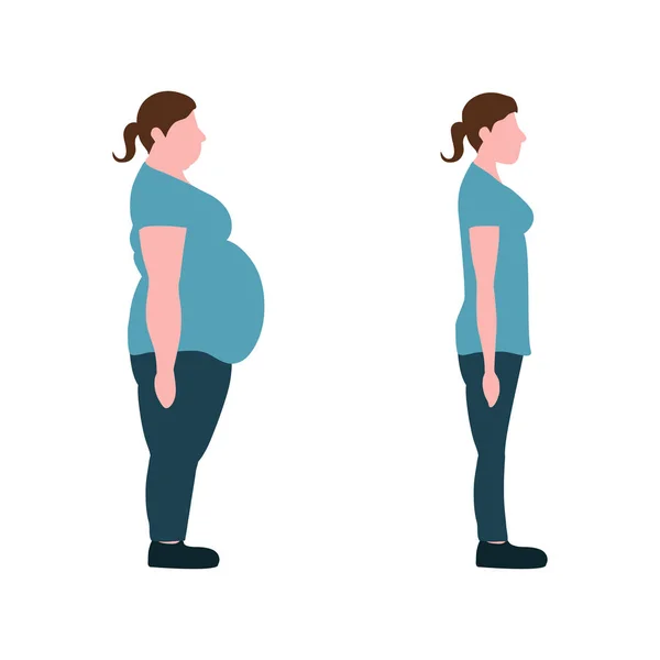 Η έννοια του ενός υγιεινού τρόπου ζωής και την απώλεια βάρους. Διάνυσμα. — Διανυσματικό Αρχείο