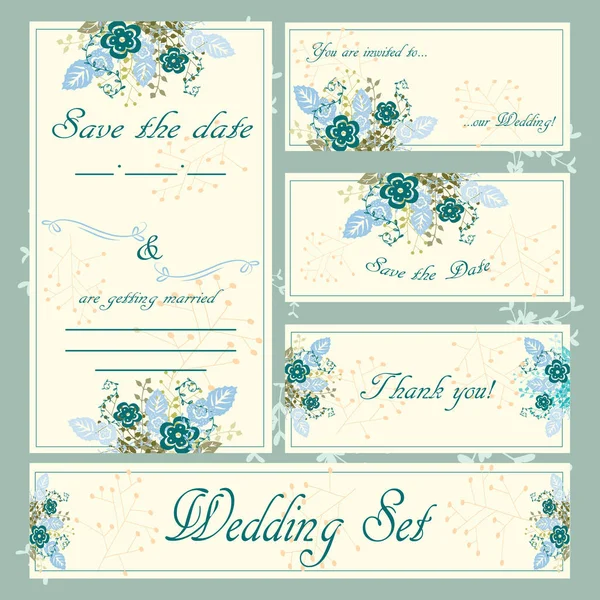 Hand drawn wedding invitation card, boho style, vector — Stock Vector